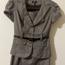 BCX 2-Piece Brown Short-Sleeve Suit Set 