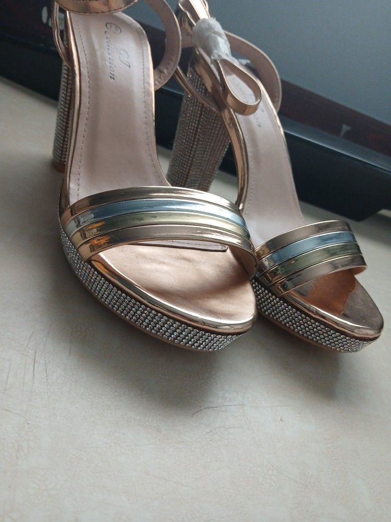 Rhinestone Chrome Heels