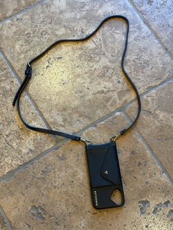 NWOT~Bandolier Black Pebble Leather Crossbody Phone Case & Strap iPhone 16 Plus