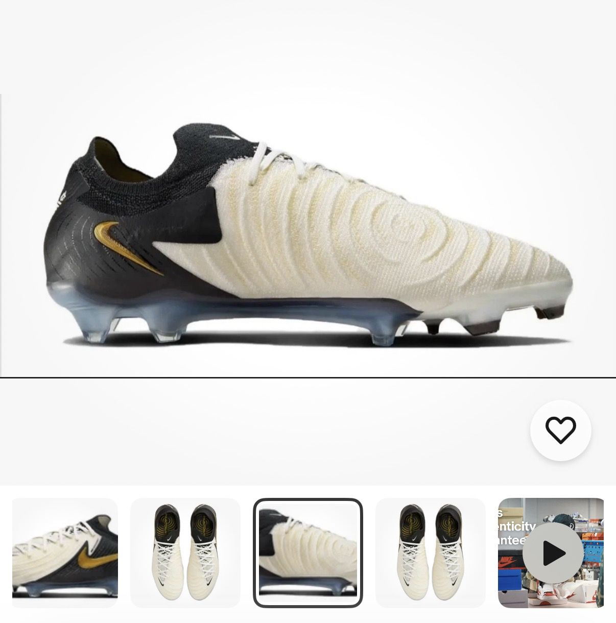 New! Mens Size 10 and 10.5 Nike Phantom Luna 2 Elite FG Gold White Black FQ8925-100