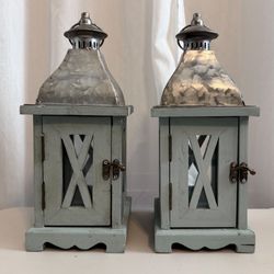 Wooden Lanterns Pair For $20