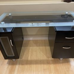Glass Table With Cabinets 