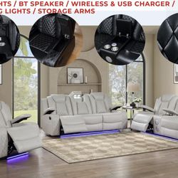 🚨 TAX SEASON MEGA DEAL! 🚨  🛋️ Luxury LED Reclining Sofa & Loveseat – ONLY $1,398!
