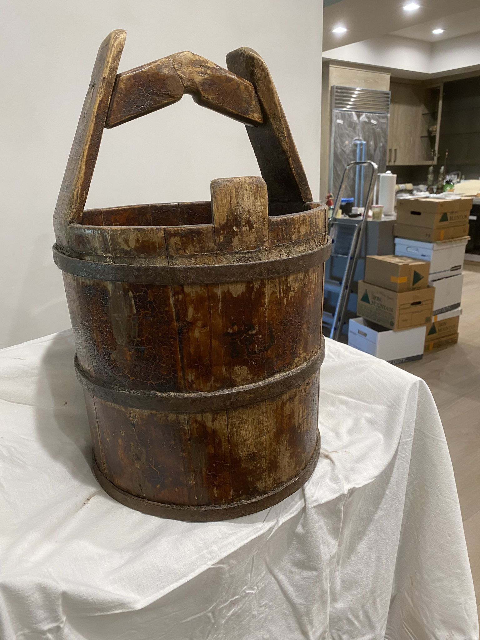 Vintage Asian Wood Bucket