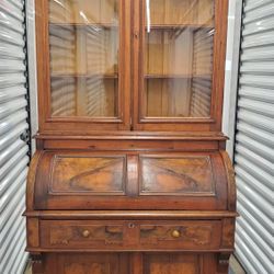 Victorian Cylinder Desk Bookcase/Bookshelf  Cabinet 140+Years Old