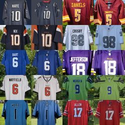 New with tags! Stitched Jersey Drake Maye  Bo Nix Jaxson Dart Mayfield Cam Ward Jayden Daniels Crosby Justin Jefferson Kenneth Walker III Josh Allen