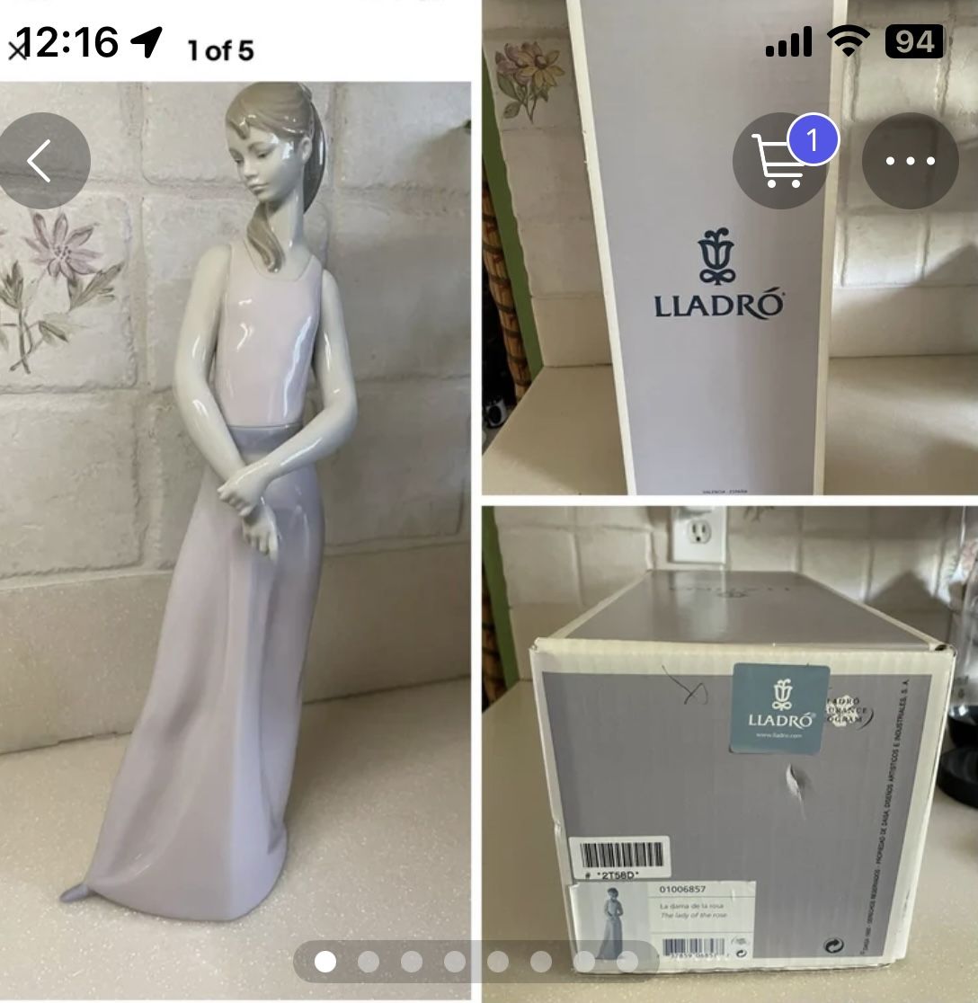 Lladro lady of the Rose, 6857 with box missing Rose