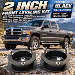 🔥 2″ FRONT LEVELING KIT • RAM 1500 / 2500 / 3500 4WD • BLACK 🔥
