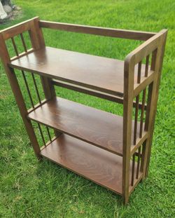 3 tier wood foldable shelf organizer,  33H x 28w x 12D
