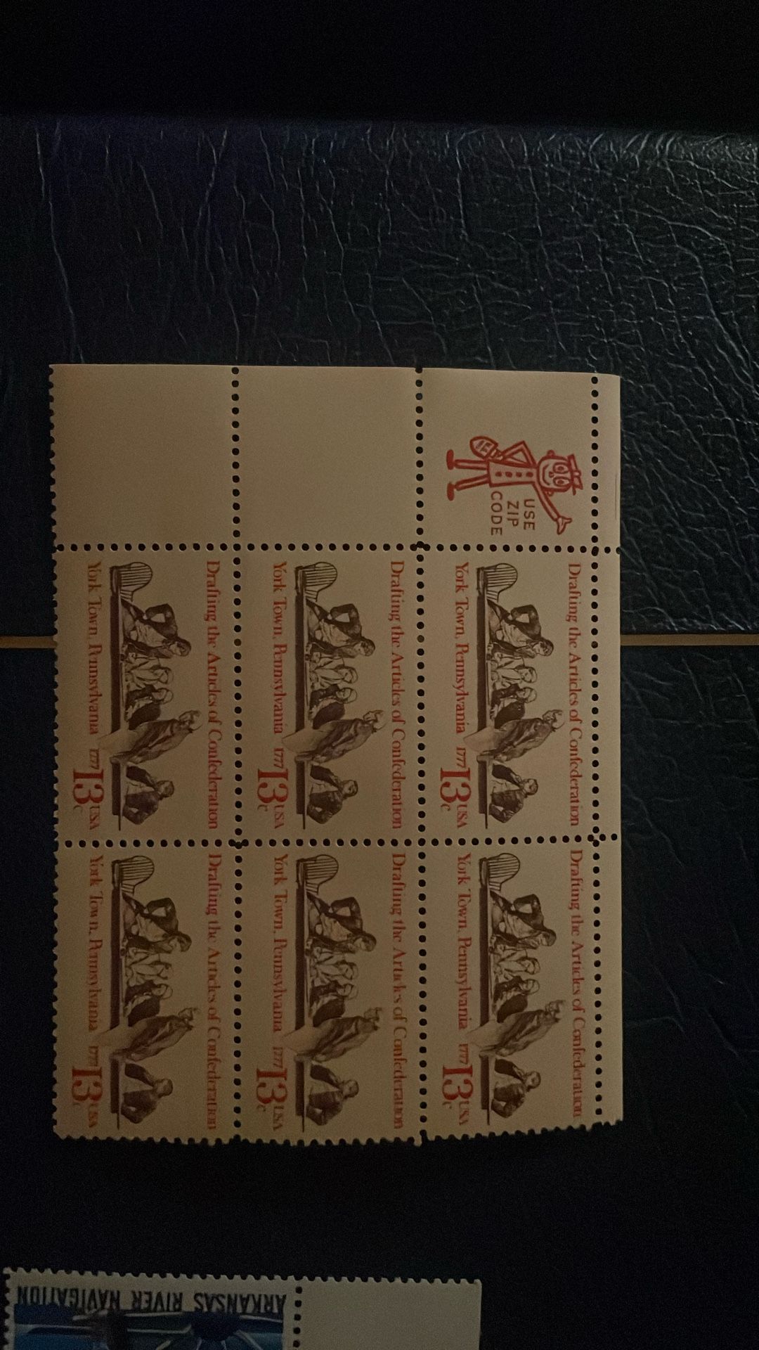 ARTICLES OF CONFEDERATION-Block of 6 Collectible Unused 1977 Stamps