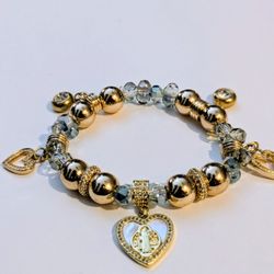 Gold lava beaded rosary Bracelet 