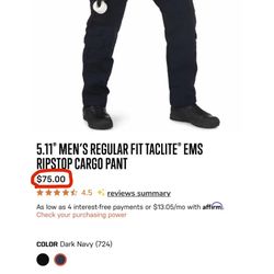 5.11 Men's Regular Fit Taclite EMS Rip Stop Cargo Pants