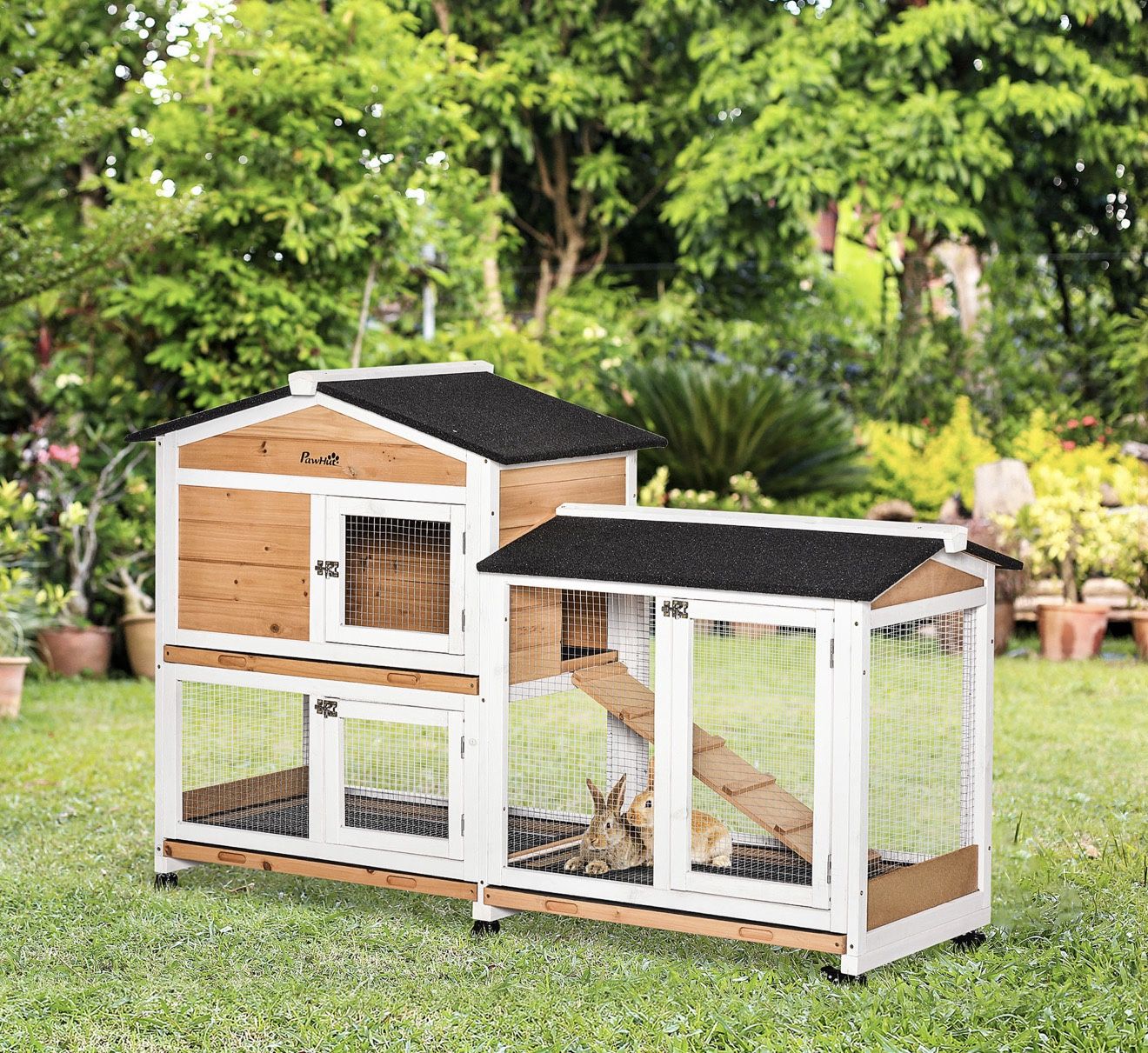 PawHut Wooden Mobile Pet Home 
