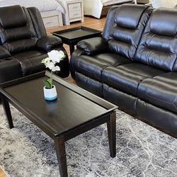 Vacherie Black Reclining Living Room Set /couch /Sofa and Loveseat 