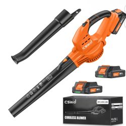 Cordless Leaf Blower, 20V Handheld Electric Leaf Blowers with 2 x Battery & Charger, 2 Speed Mode, 320CFM 165MPH, Lightweight Battery Powered Leaf Blo