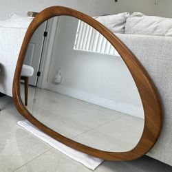 Mid-Century Asymmetrical Wood Wall Mirror