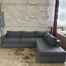 West Elm Harris 2-Piece Bumper Chaise Sectional – Pewter Performance Fabric