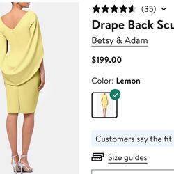 Spring dress. Yellow Drape Back Size 12 Like New!