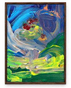 Abstract Expressionist Painting in Wood Frame 9x12