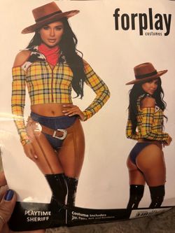 Sexy Sheriff Cowgirl Costume + Cowboy Hat – Brand New – L/XL
