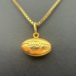 14k solid yellow gold football rugby ball Pendant charm