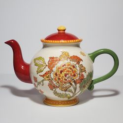 Artistic Accents Teapot Floral Orange