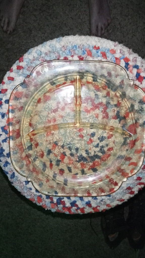 Vintage  Depression. Glass Serving Trays 