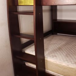 Twin Bunk Beds With Side Shelf And Ladder