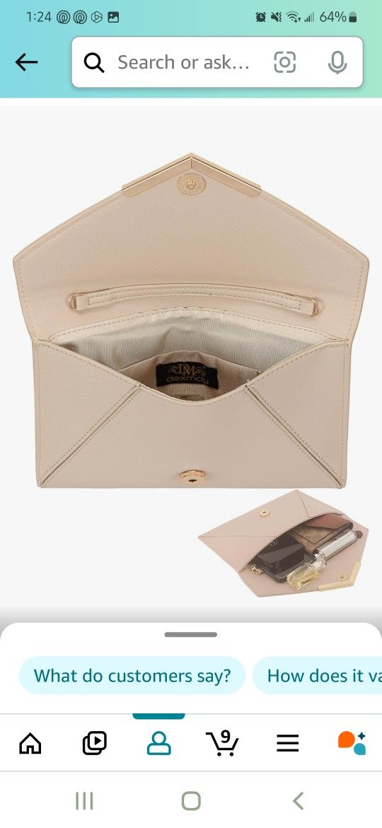 Medium Size Leather Clutch Purse With Chain