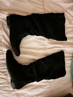 Black Suede Below Knee Boots