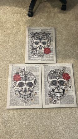 3 skeleton canvas prints