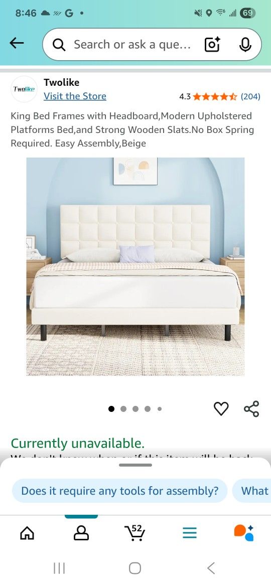 King Bed Frame Brand New In Box. Memory Foam Mattress Used 2 Months With Protection Cover. Now 200