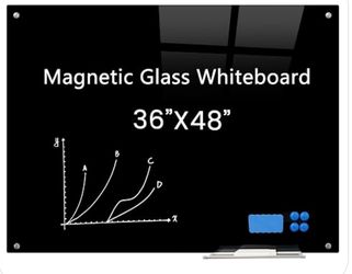 Younuoboard Magnetic Glass Blackboard Calendar 36x48 Black
