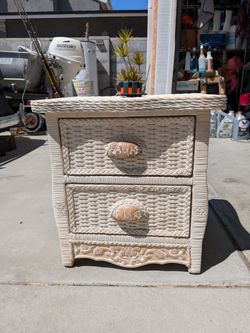 Pier 1 one imports Jamaica 2 Drawer Nightstand-Rattan Wicker Boho Beach Whitewash