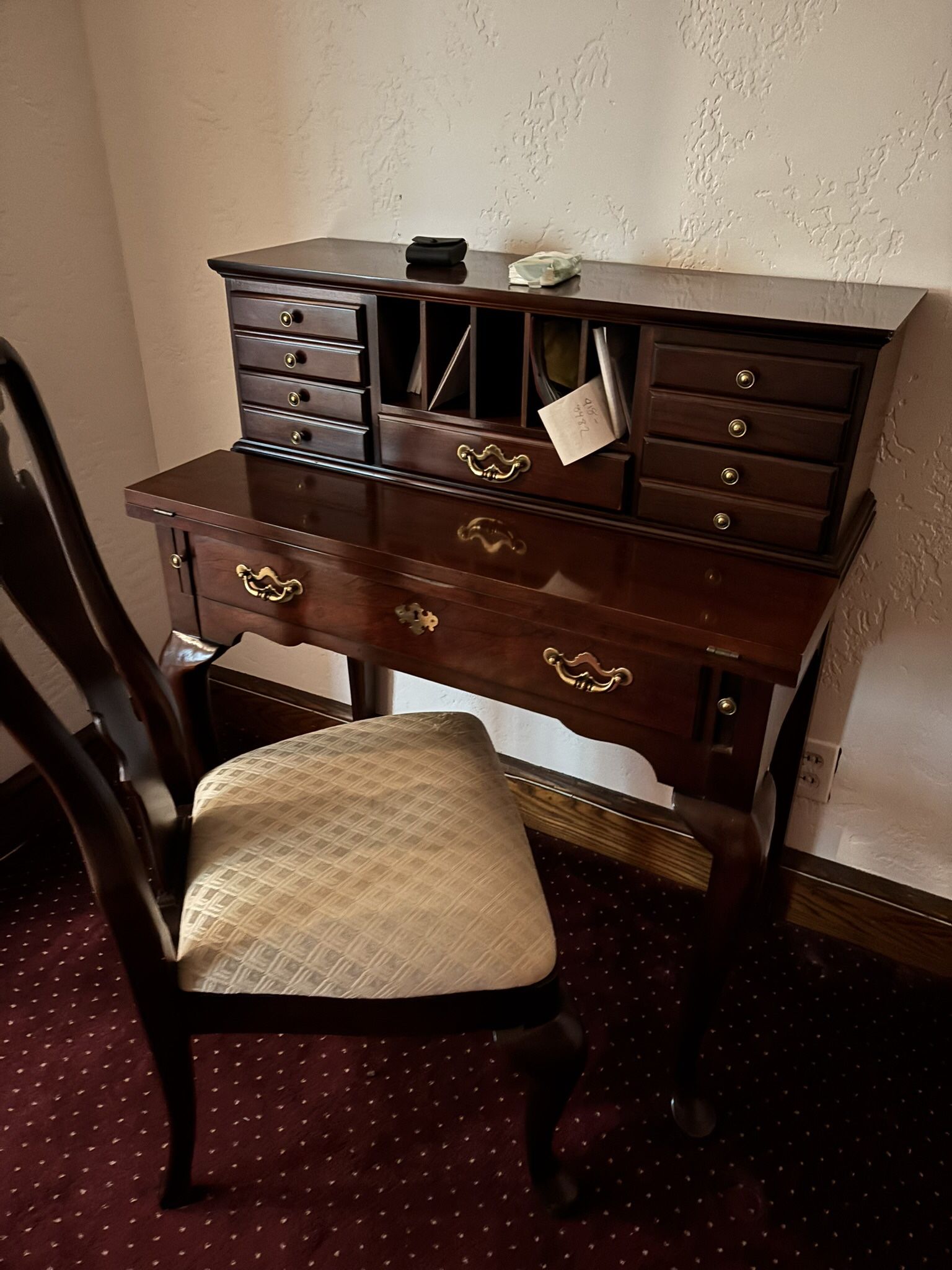 Mahogany Secretary Desk Not Too Big Very Sleek . The Writing Desk Extends . Comes With Chair Very nice Sturdy Desk