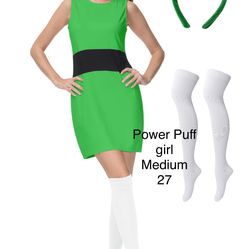 Green Power Puff Girl Buttercup Women’s Halloween Costume Medium
