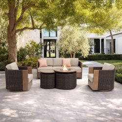 Brighton 5-piece Fire Outdoor Patio Seating Set