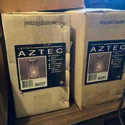 2 New Glass & Stainless Steel Ceiling Lights