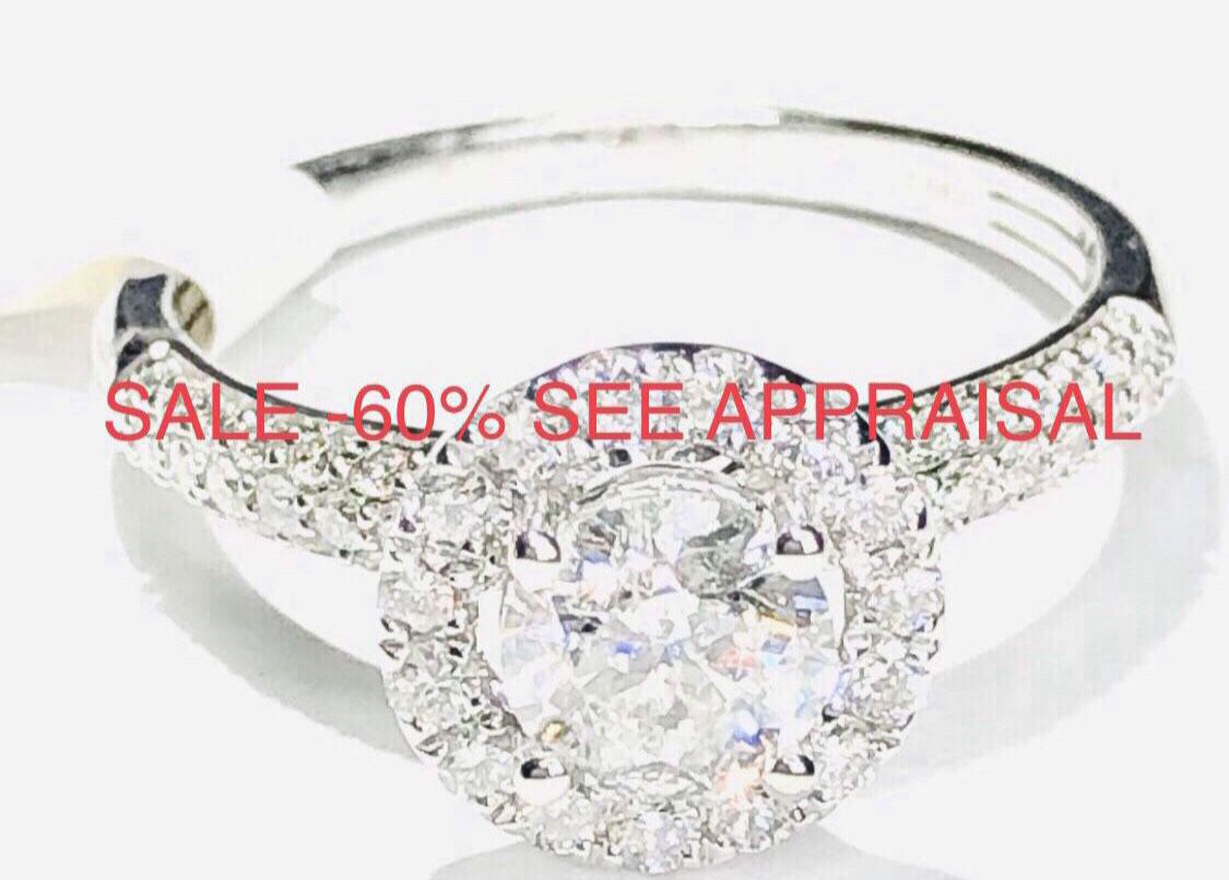 Engagement Ring New Diamond Ring 1.12 Carats NATURAL DIAMONDS💎 LIQUIDATION SALE 60%  See GEMOLOGICAL INSTITUTE APPRAISAL 