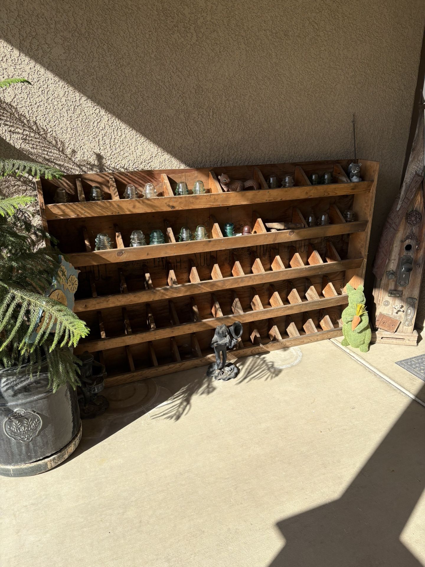 Large Old Wood Cubby Cabinet