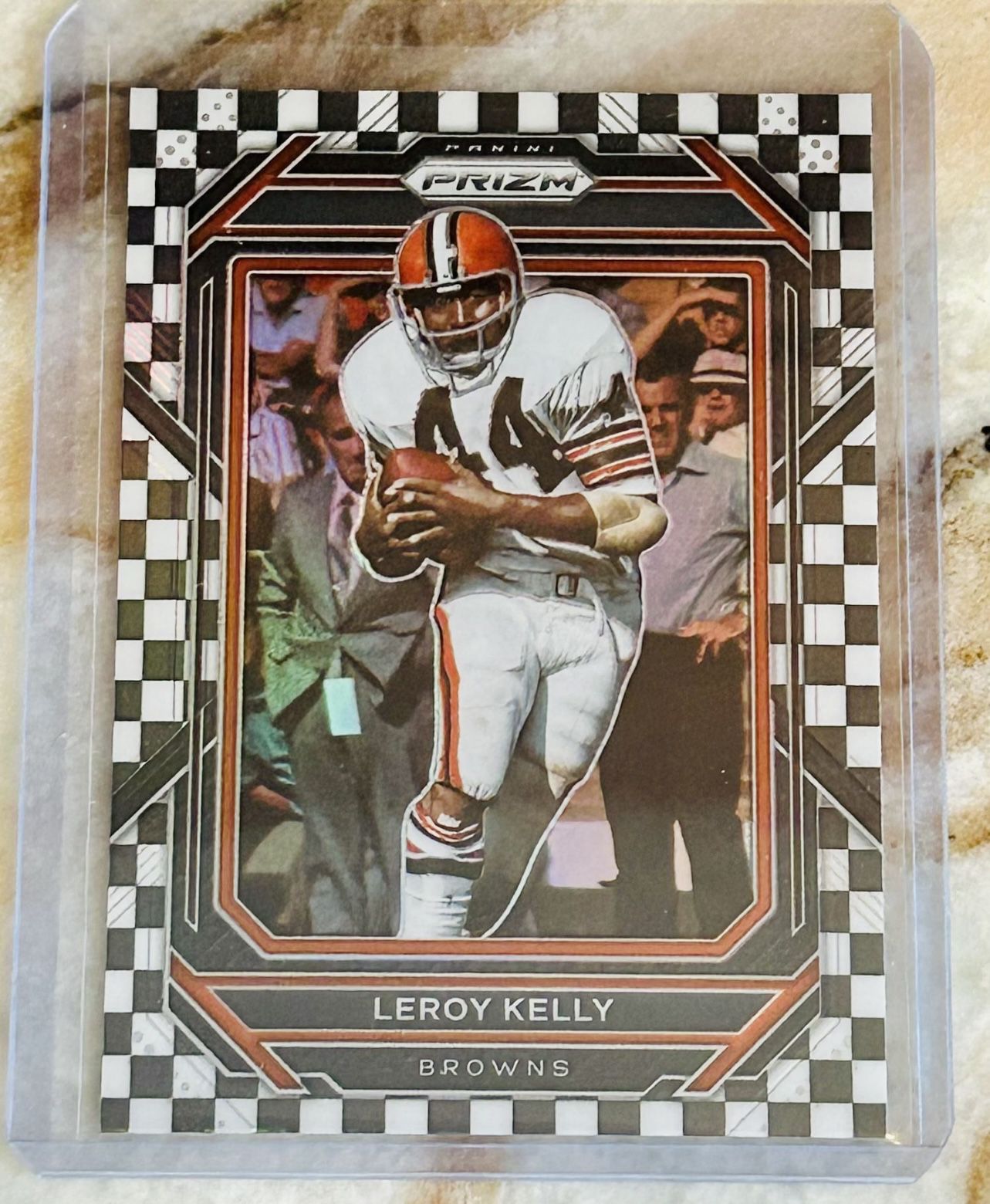 2022 Prizm Leroy Kelly Black & White Checkerboard Cleveland Browns HOF Insert 