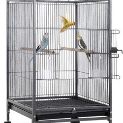 Square Open Top Bird Parrot Rolling Cage 