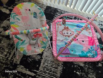 Baby girl bouncer & playmat