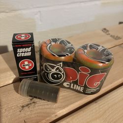 54mm Pig Skateboard Wheels w/ Bearings + Bones Speed Cream