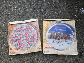 Vintage Budweiser Glass Platters