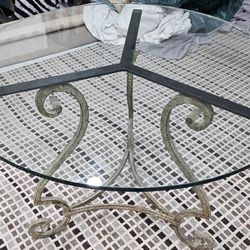 Round Glass With Italian Iron Table For Indoor Or Outdoor Use.