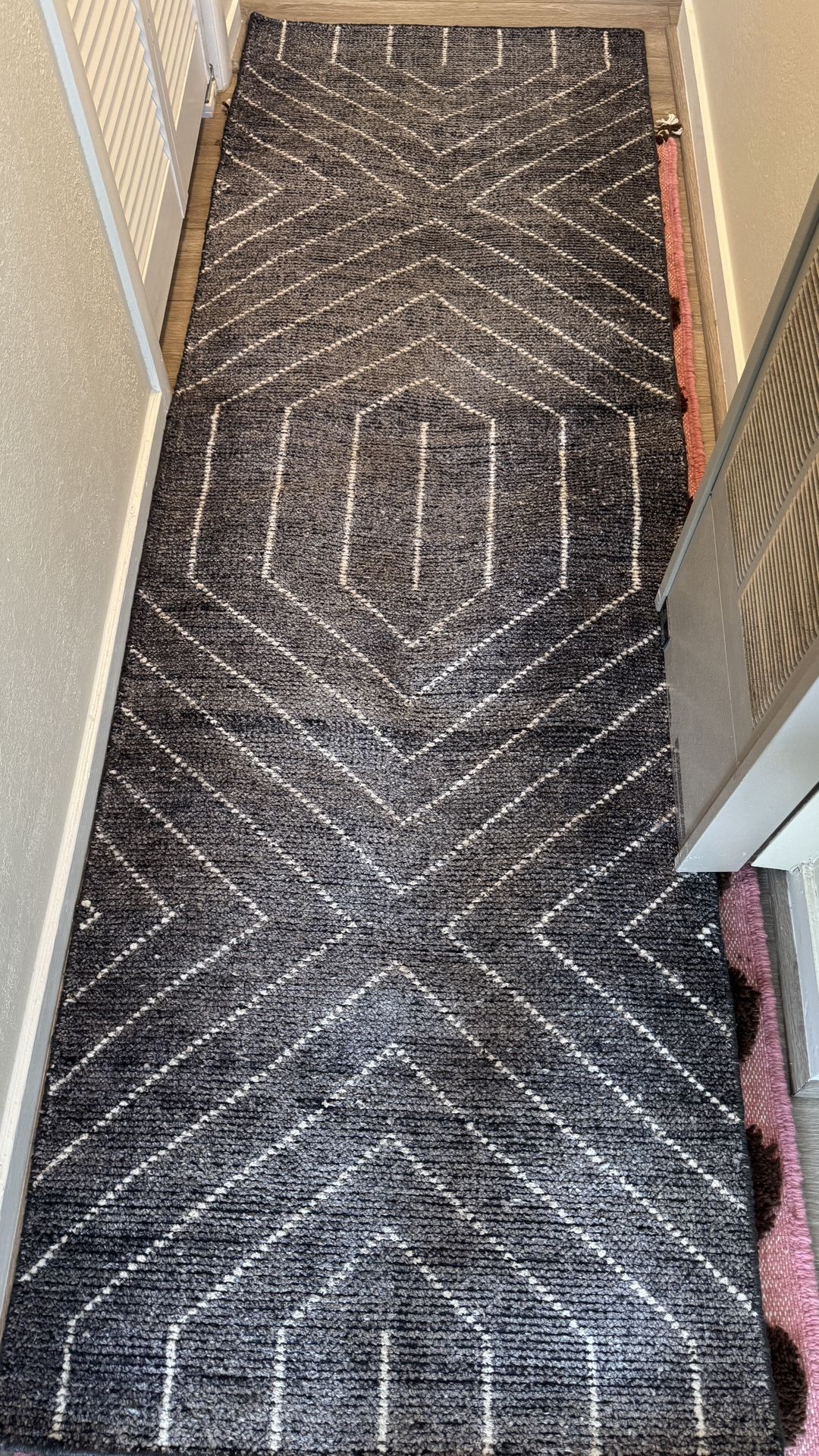 Gray Geometric Rug (2.5 ft x 8 ft runner)