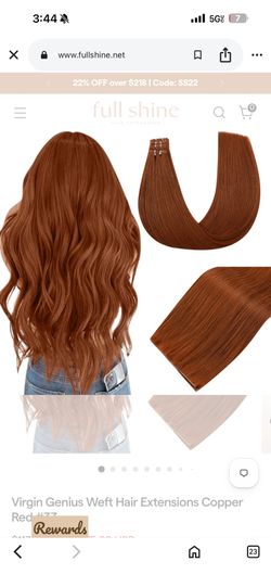 Copper Red Genius Hair Extensions. 22” Length