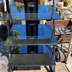 Audio-Video Media Stand with 5-Tier Tempered Glass Shelves

