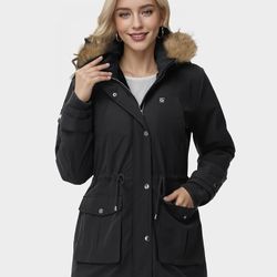 Graphene Women Heated Parka Jacket with 18400 mAh Battery Pack